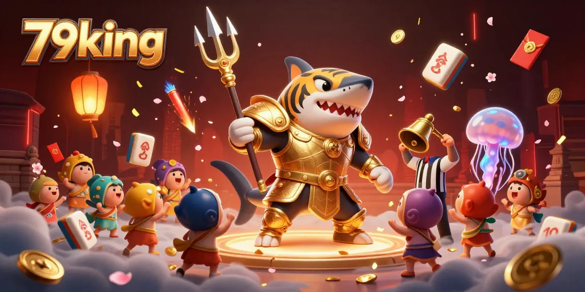 Experience thrilling underwater casino action with 79king's vibrant gaming scene and golden trident.