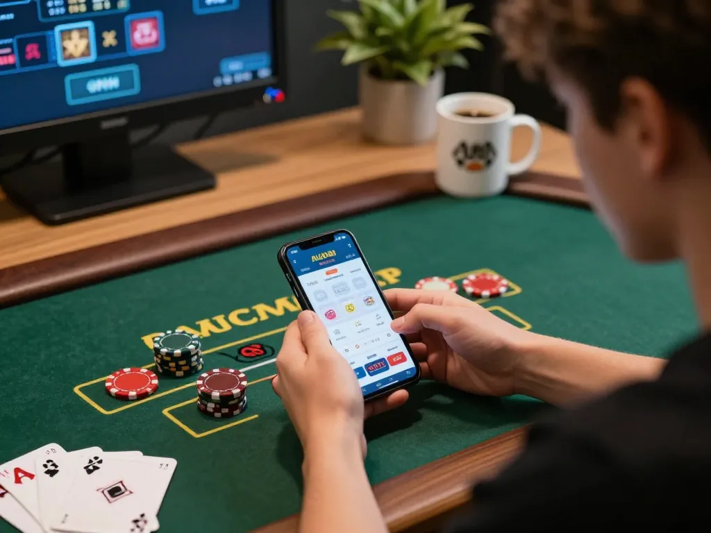 Player enjoying an engaging online blackjack session on AU88 app with a cozy atmosphere.