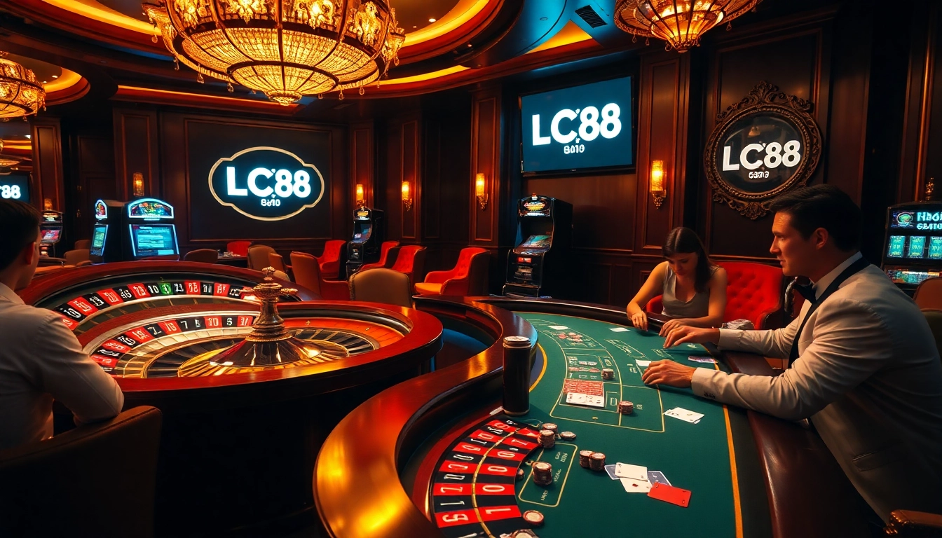 Experience the excitement of LC88 casino gaming with vibrant tables and thrilling players.