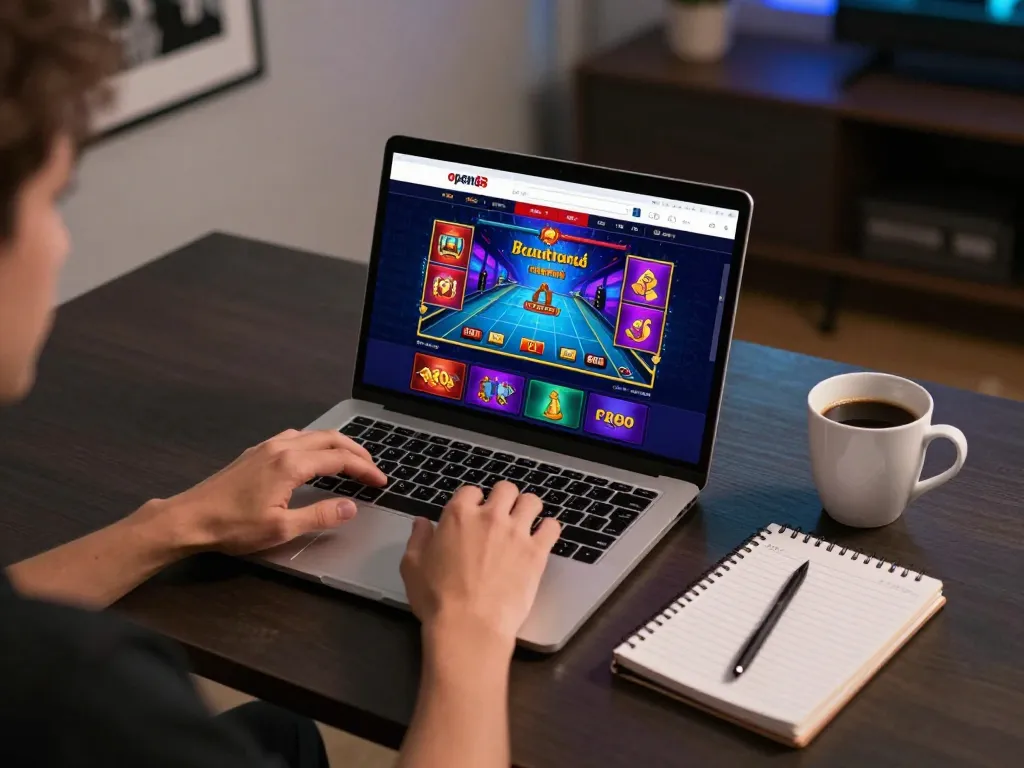 Player enjoying open88 homepage online casino games with engaging graphics and cozy setup