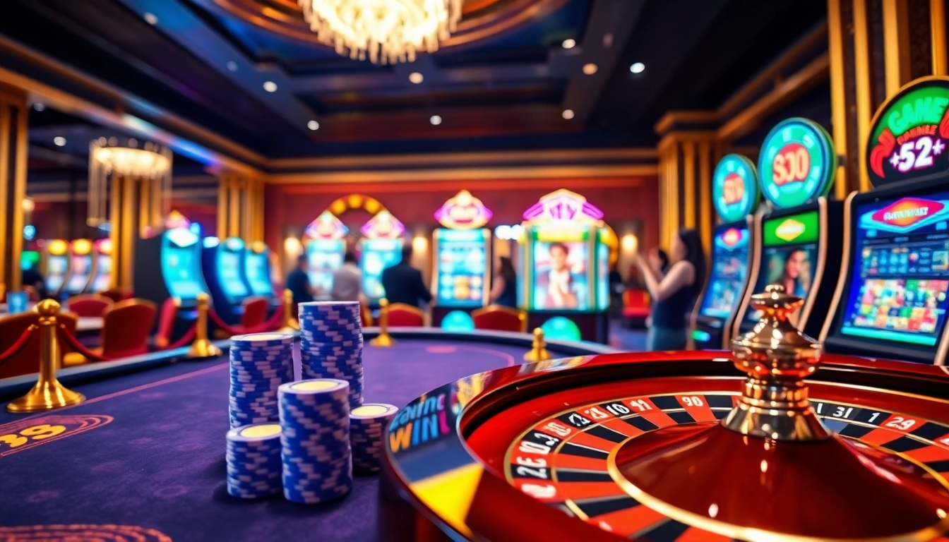 Experience the excitement of Game 33WIN as players engage with digital slots and poker tables.