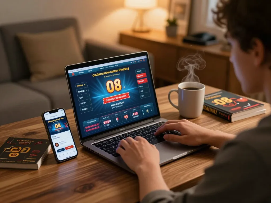 Engaging in online casino gaming at home with the O8 platform.