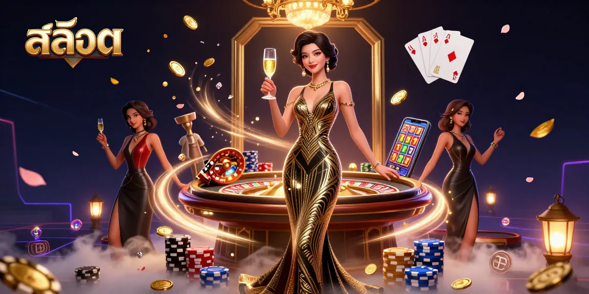 Experience the thrill of สล็อต with a stunning illustration of elegant casino elements and big wins.