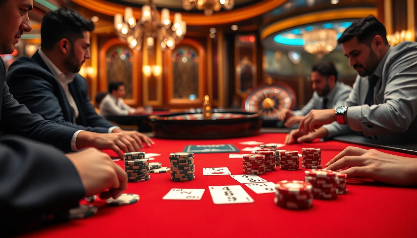 FLY88 poker scene showcasing excitement at a vibrant casino table.