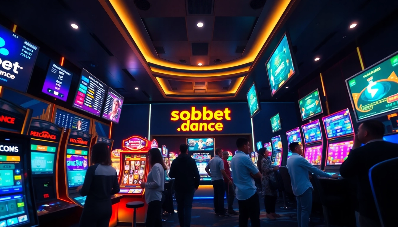 Exciting online casino scene showcasing sbobet.dance with diverse gaming options and vibrant atmosphere.