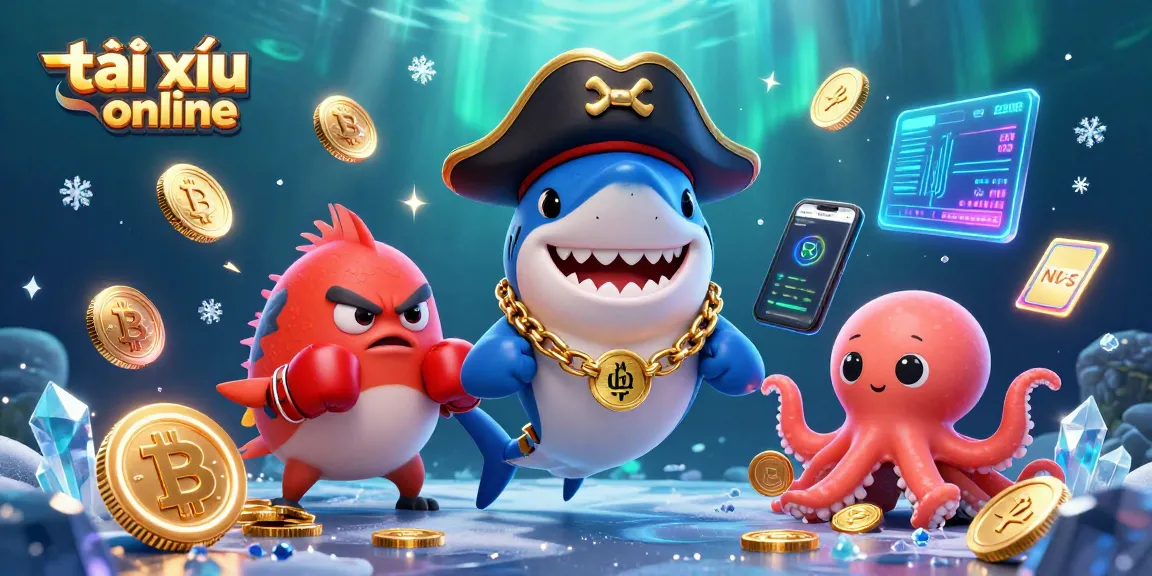 Engage in thrilling tài xỉu online adventures with a colorful 3D casino-themed illustration.