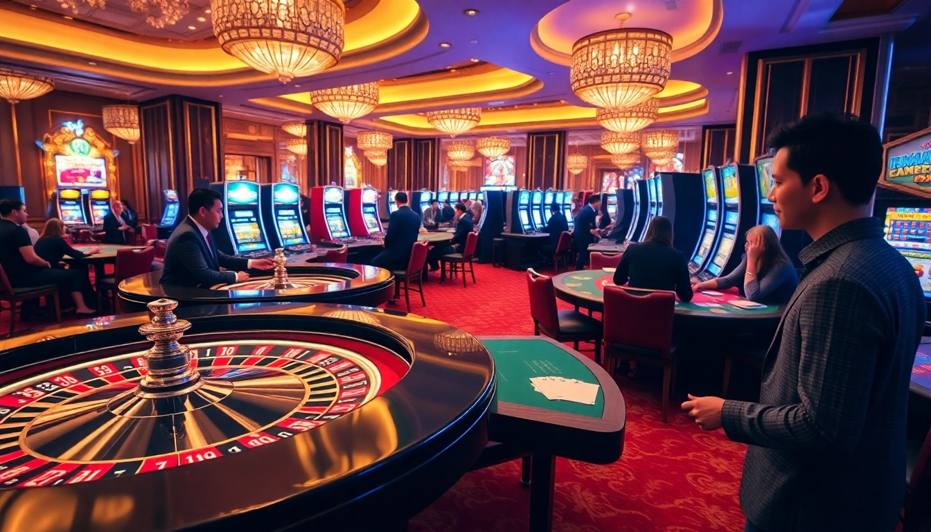 Players enjoying various games at MM88.COM casino with excitement and vibrant atmosphere.