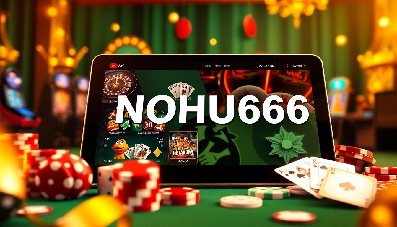 Experience thrilling gameplay at NOHU666 with captivating slot machines and vibrant casino graphics.