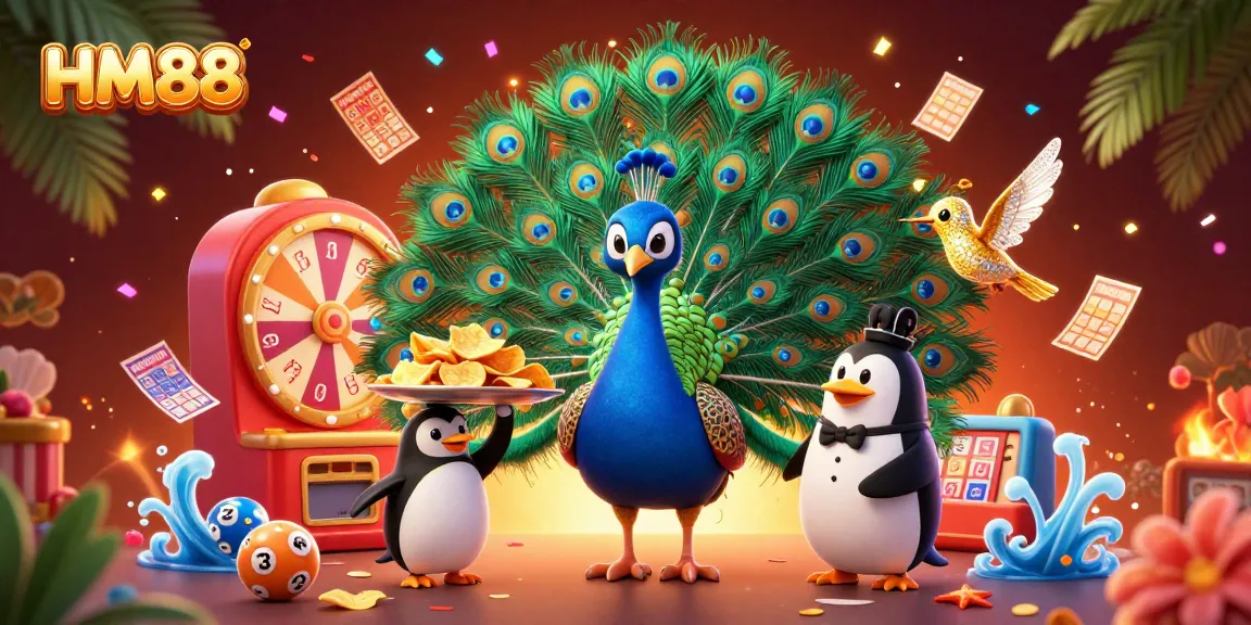HM88 engages players with an exciting lottery experience featuring vibrant bingo cards and a spinning prize wheel.