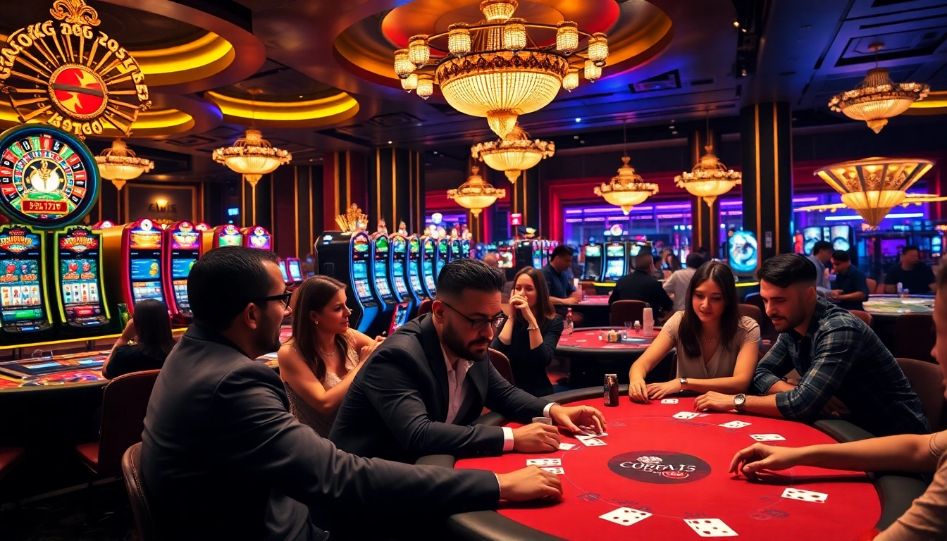 KJC players enjoying an exciting poker game in a luxurious casino environment.