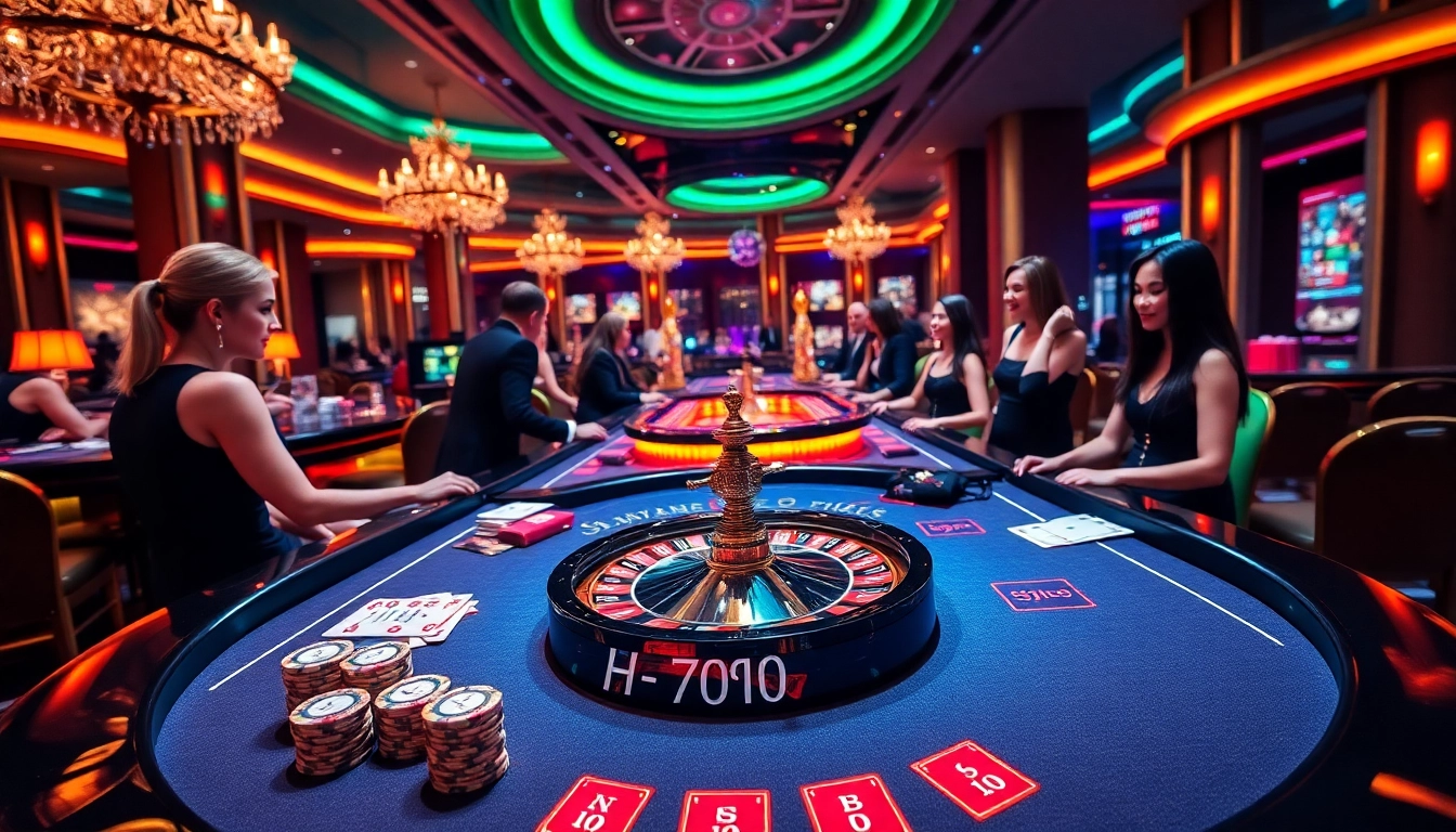 Players engaging with an exciting MMOO gaming table at a luxury casino.