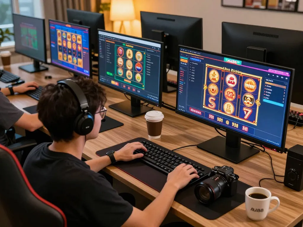 Engaging user playing Au88 online casino games, showcasing vibrant gameplay and strategic engagement