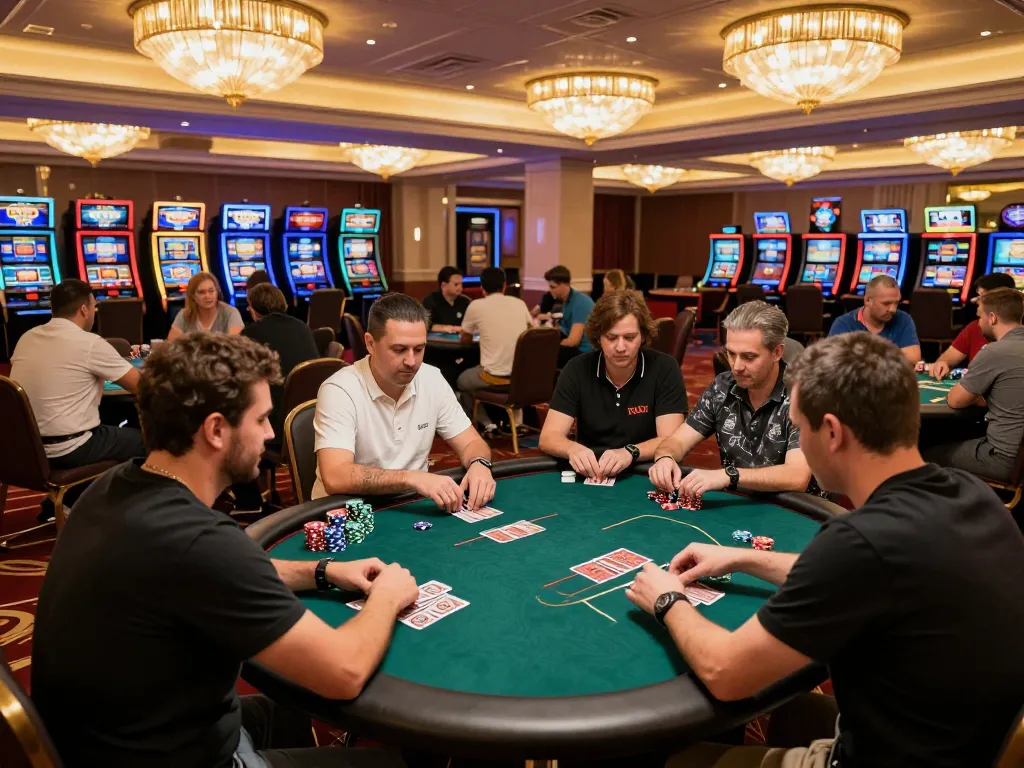 Players enjoying poker at TR88 casino with intense focus and vibrant atmosphere