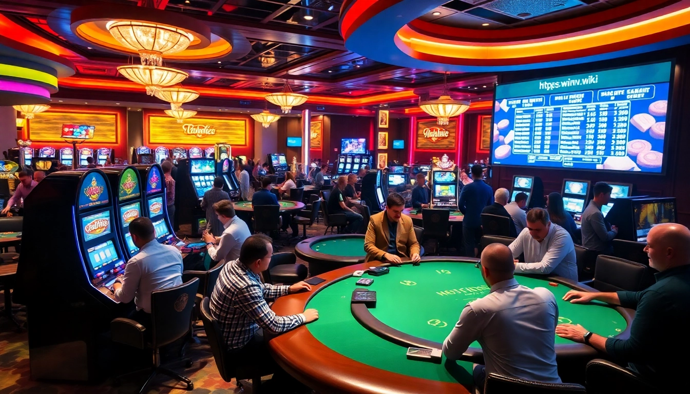 Players experiencing excitement at https://winvn.wiki, betting on poker, roulette, and slot machines.