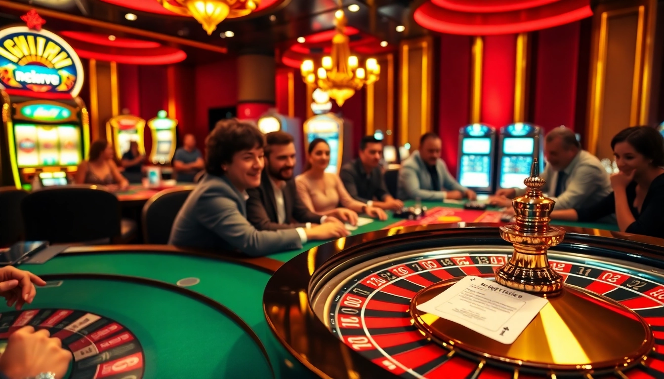 Experience the excitement of fun79 casino games with vibrant roulette and poker tables.