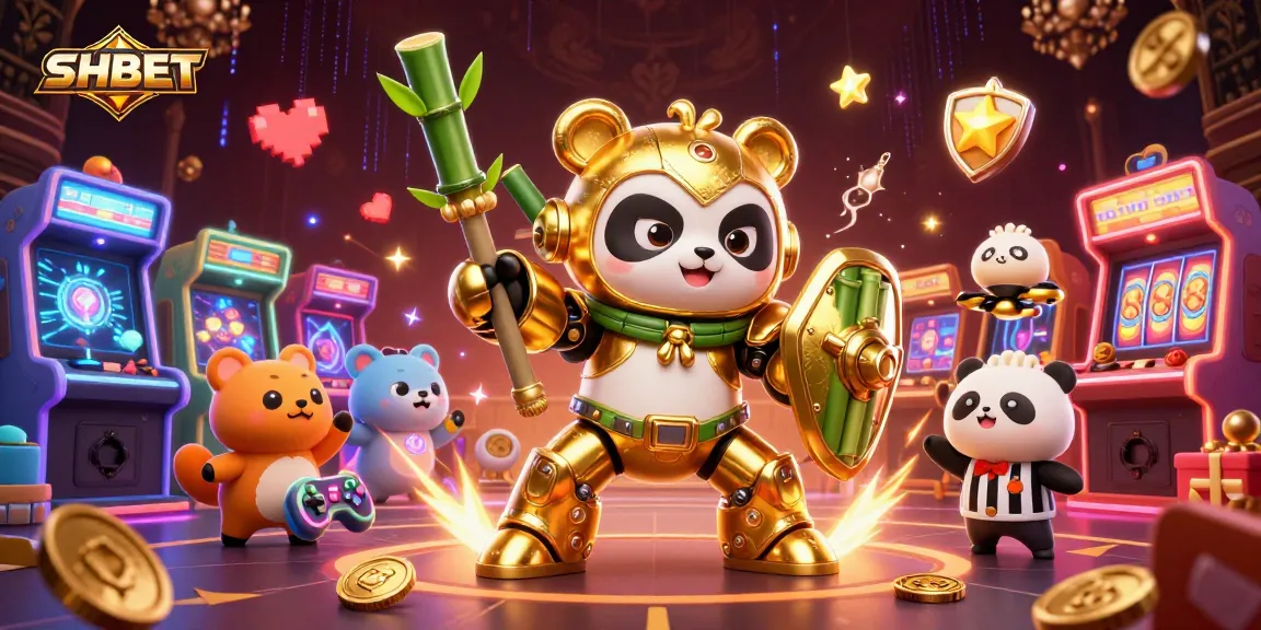Engage in thrilling gameplay with SHBET's golden panda and dynamic casino elements.