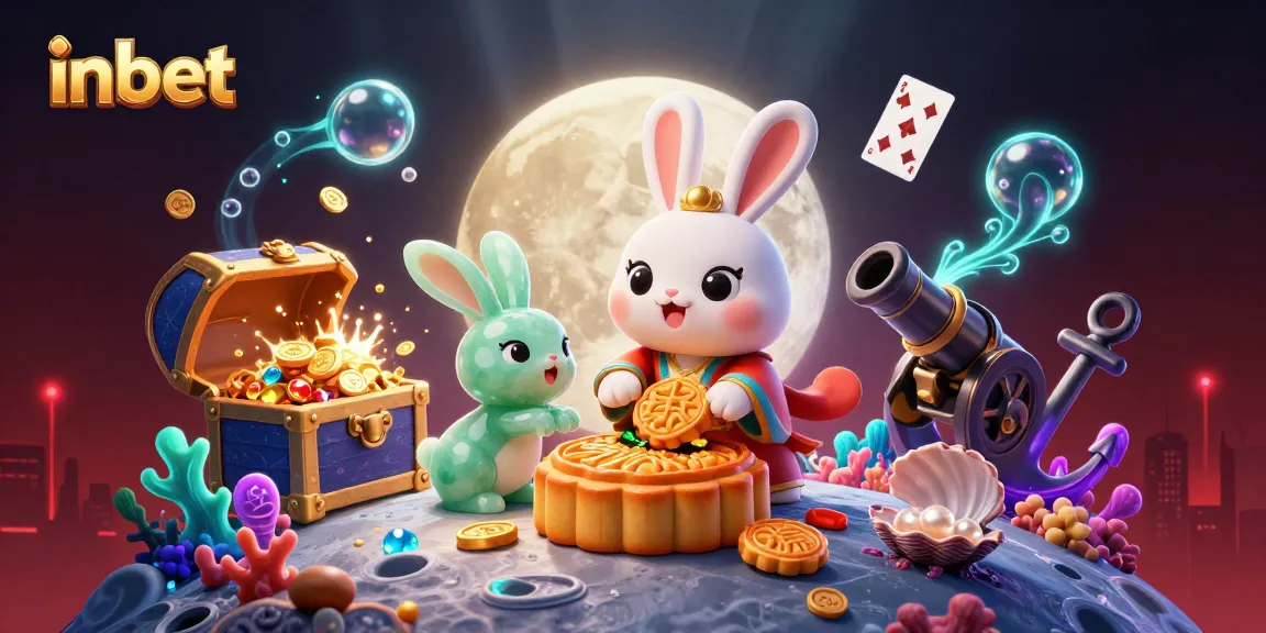 Engage with inbet’s vibrant gaming universe, featuring festive characters and rich casino elements.