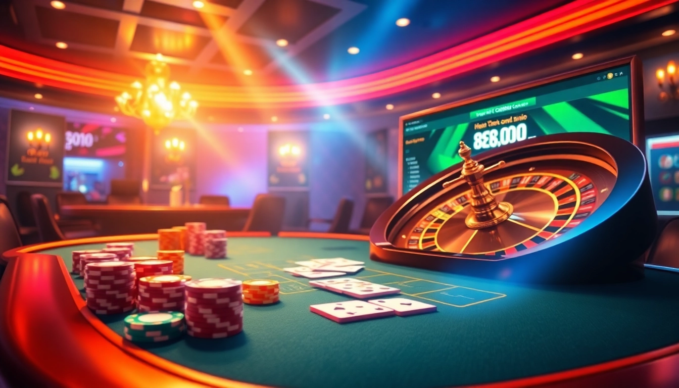 Experience the excitement of gambling at https://888new.nl/ with vibrant online casino visuals showcasing poker and roulette.