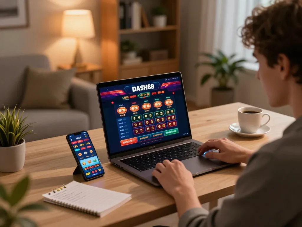 Experience fast-paced betting activity on DASH88 through a cozy online gaming setup with strategic analysis.