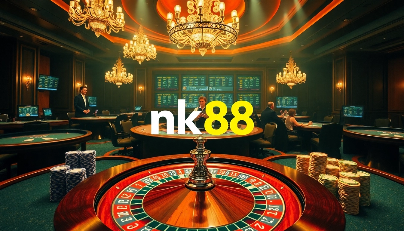 Experience the thrill of nk88 at a luxurious casino with vibrant games and betting excitement.