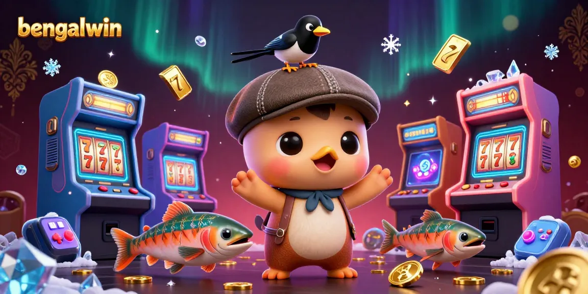 Bengalwin offers a lively 3D scene filled with colorful gaming elements and characters, creating a vibrant casino atmosphere.