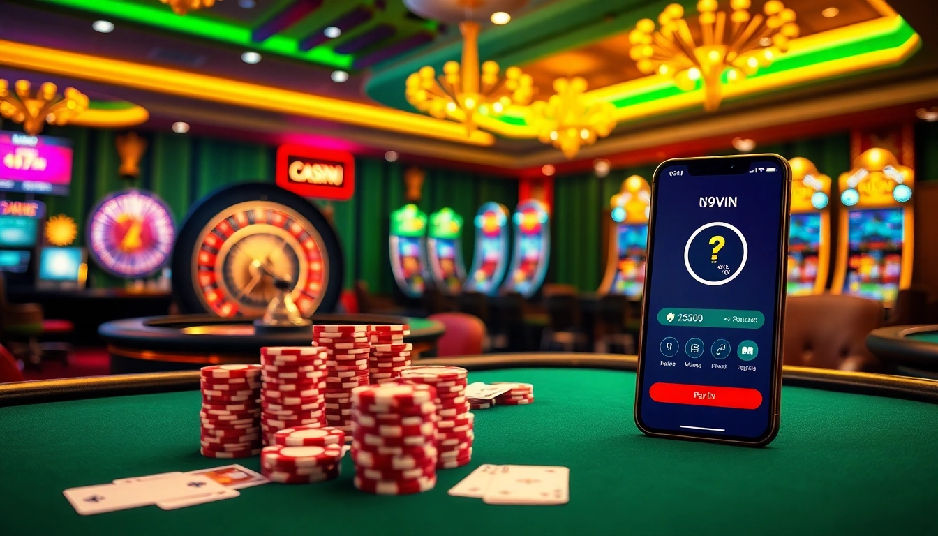 Nạp tiền 69VN at a lively casino table, showcasing chips, cards, and a vibrant online interface.