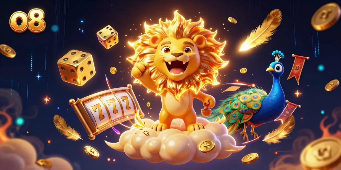 o8 players engage with slot games under a vibrant celestial scene featuring golden coins and dynamic elements.