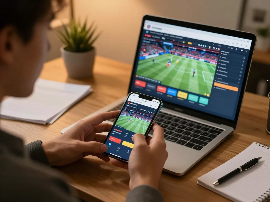 Bong88 user engaging in sports betting on smartphone, highlighting immersive gaming experience