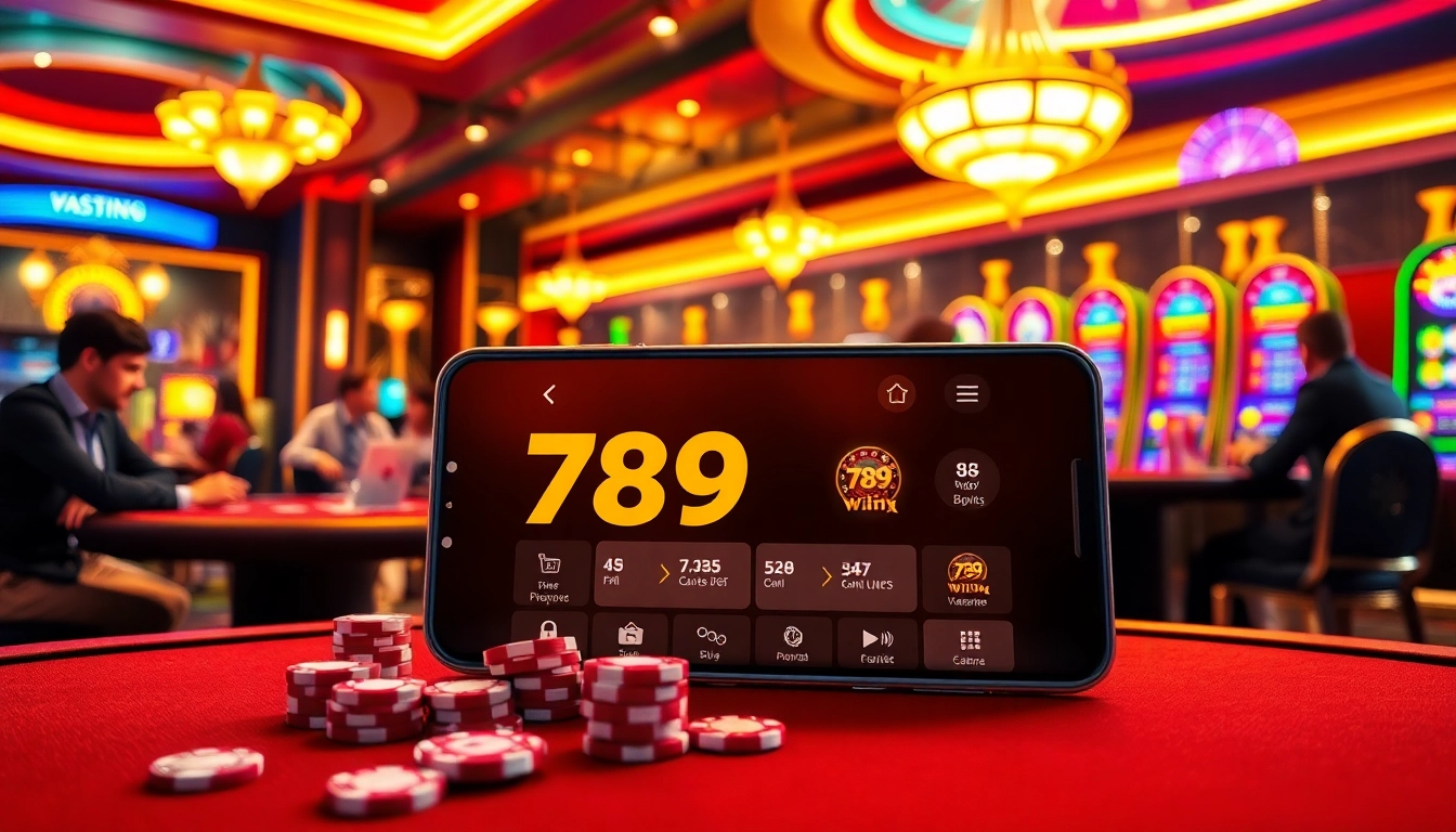 Experience the thrill of gambling with the 789win app in a luxurious casino setting.