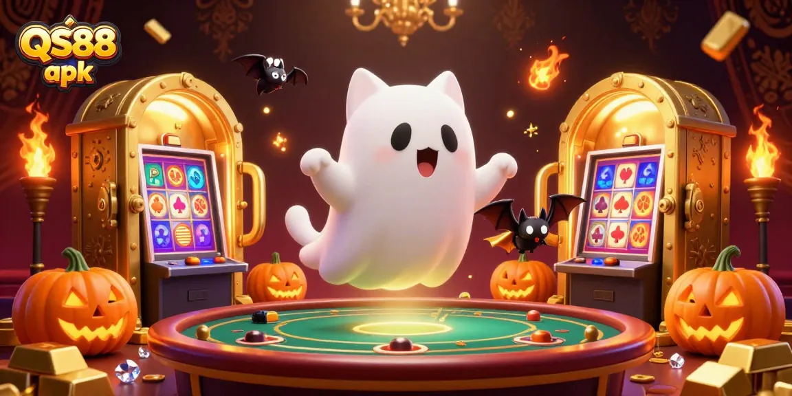Experience thrilling wins at QS88 apk with engaging casino games and vibrant illustrations.