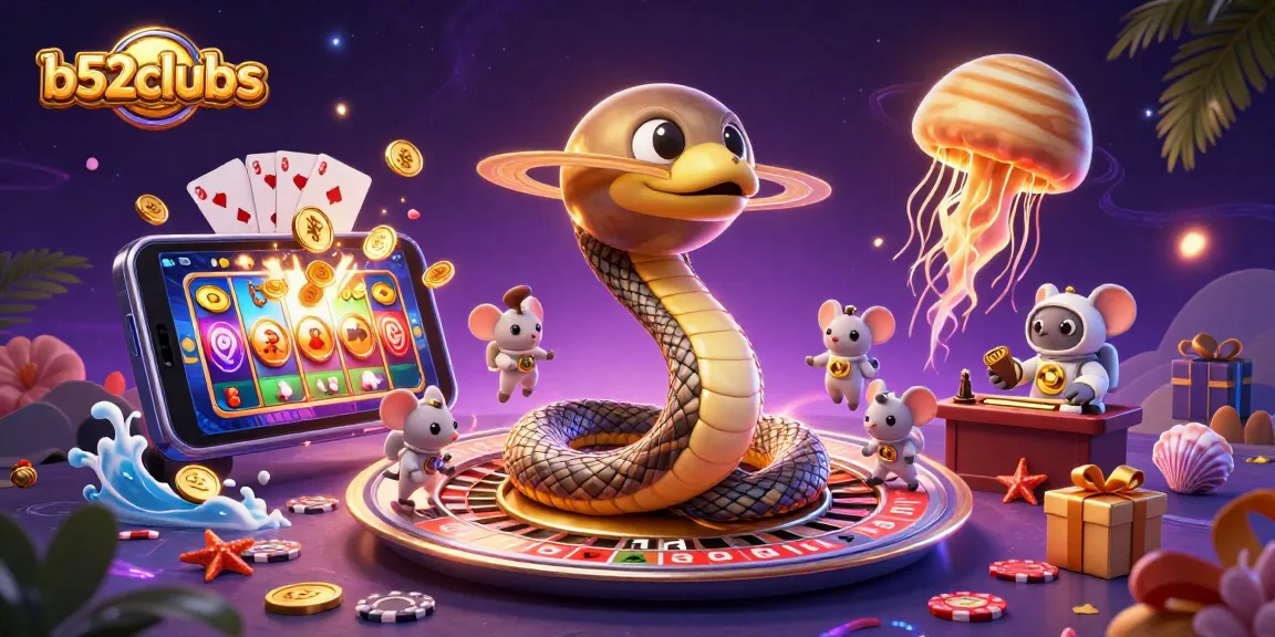 Place bets at b52clubss with a colorful roulette scene featuring a cosmic dealer and animated casino elements.