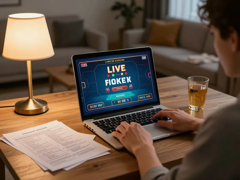Person using hay88x for online live dealer games in a comfortable home setting