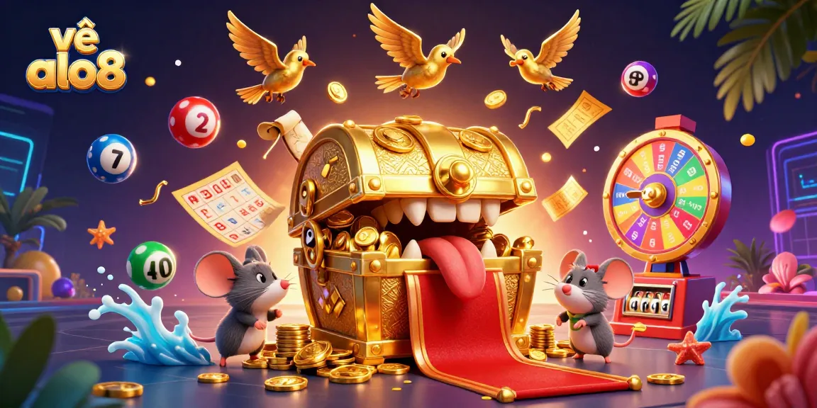 Engage in the colorful thrills of về alo8 with dynamic lottery balls, spinning prize wheels, and vibrant casino elements.