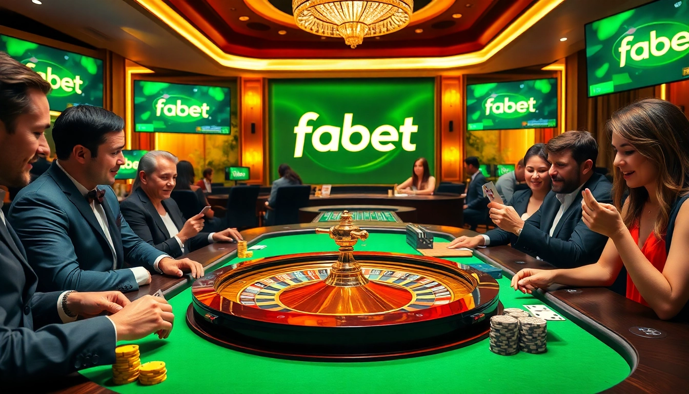 Players enjoying a thrilling game at a stylish fabet casino table.