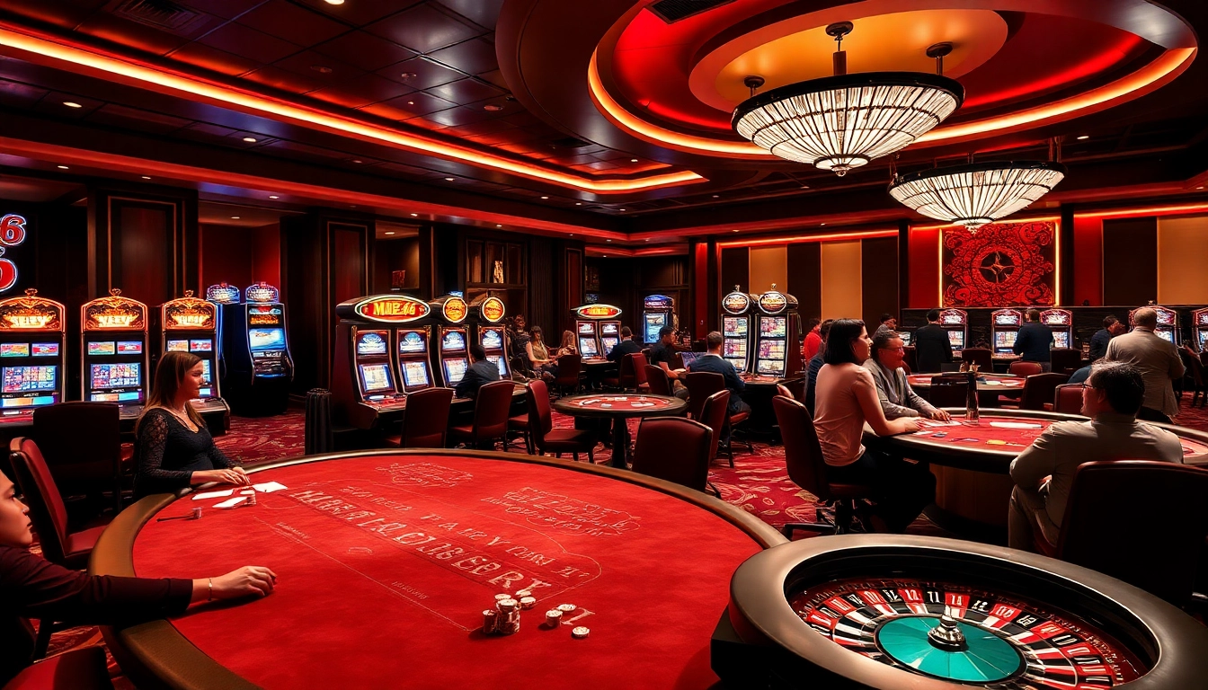 Experience immersive gambling at MB66 with stunning casino tables and vibrant slot machines.