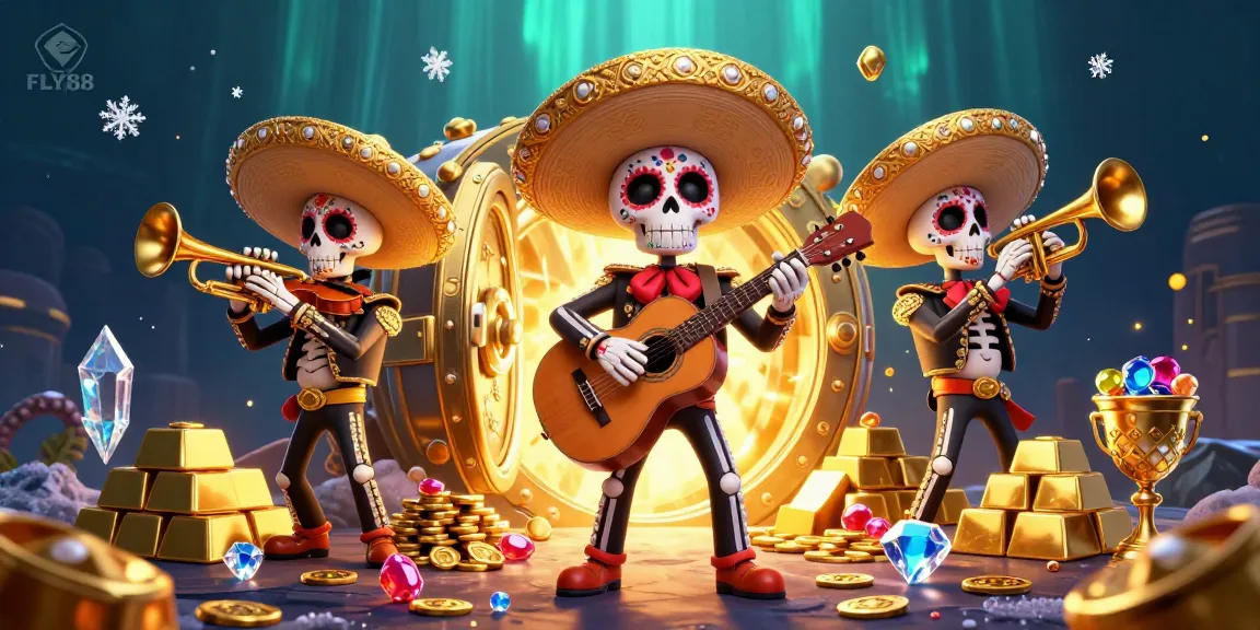 FLY88 players experience vibrant 3D mariachi theme with treasures and jackpots.