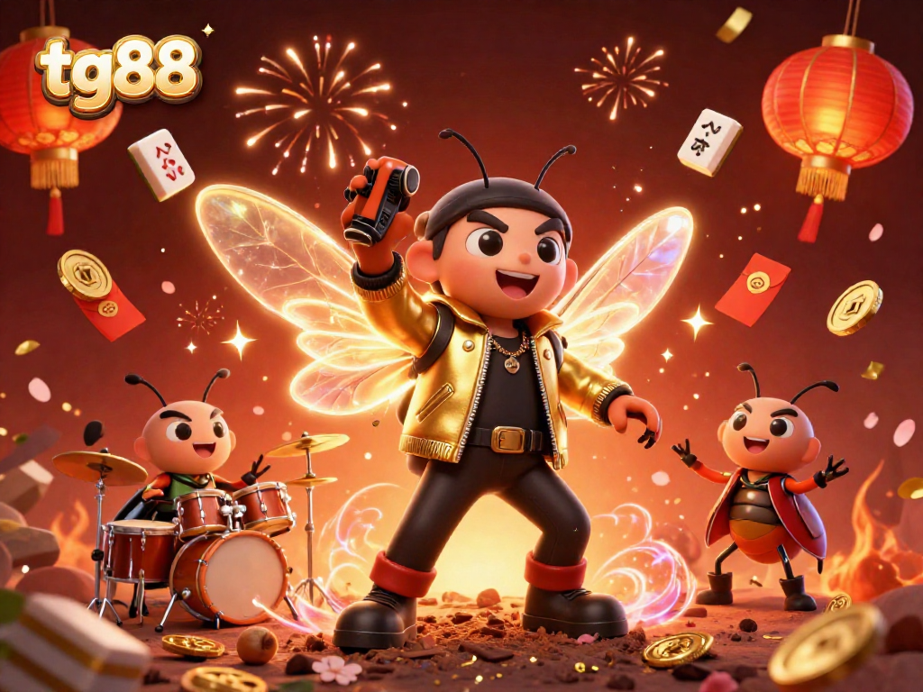 Win big at tg88 with our dynamic casino scene featuring vibrant characters and festive decorations.