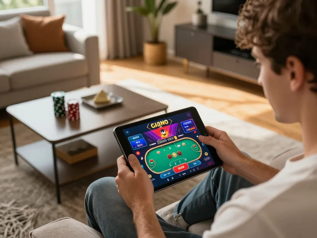 Player enjoying immersive gaming experience on GI8 app, showcasing excitement during a poker game