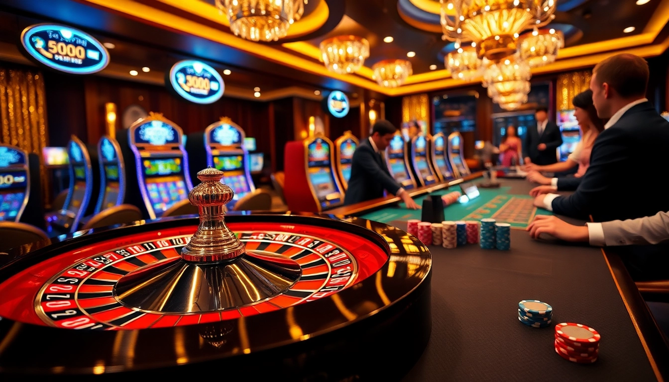 Experience luxurious vibes at tv88.page with a thrilling casino scene featuring roulette and poker.