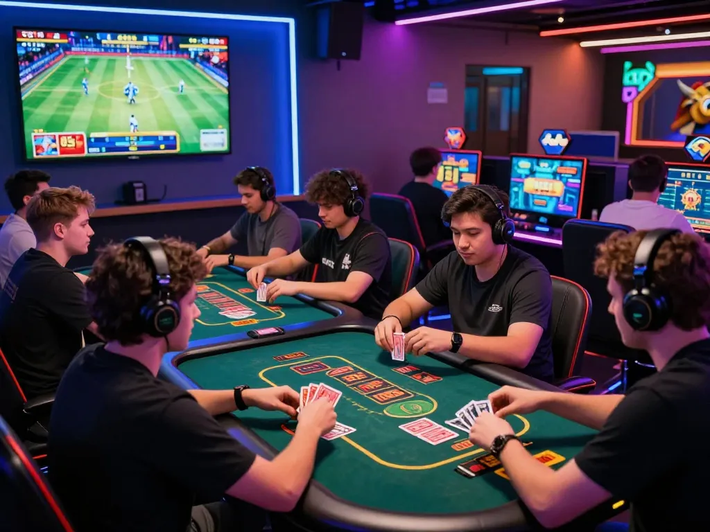 Goal123 gaming experience with players enjoying casino games in a lively and dynamic atmosphere.