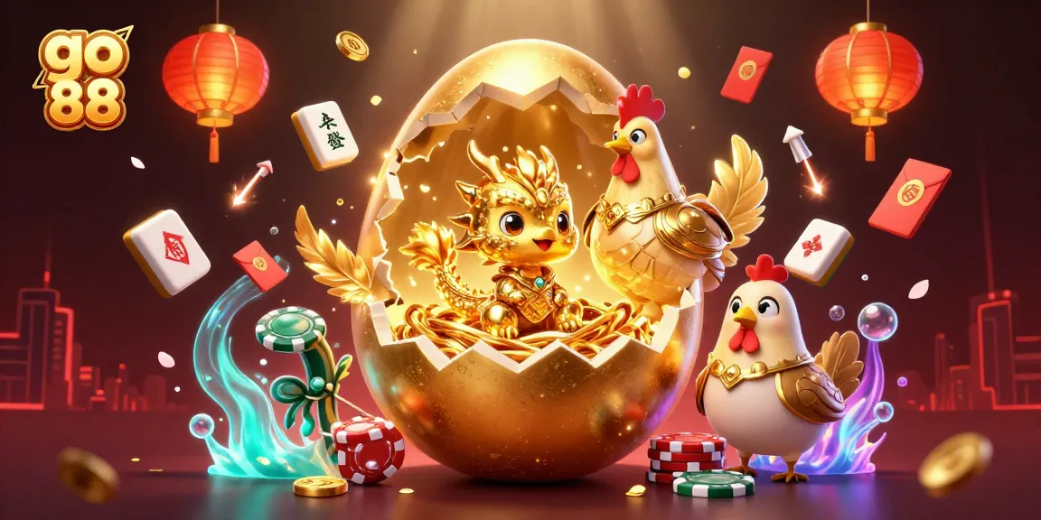 Experience thrilling wins at go 88 with a vibrant 3D casino scene featuring a golden dragon and poker chips.