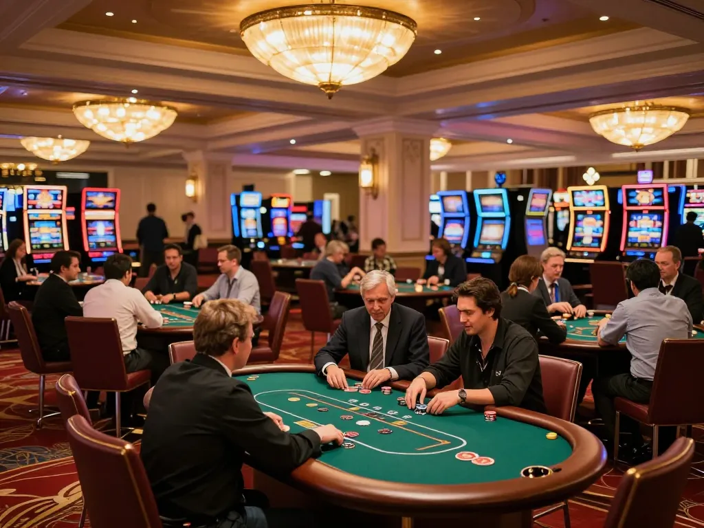 Players engaging in strategic gameplay at VA88 casino poker tables during an exciting night