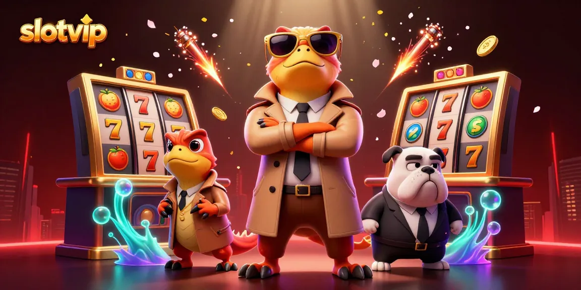 Experience excitement at SlotVIP with raptors entering a VIP casino lounge, surrounded by dynamic slot elements.