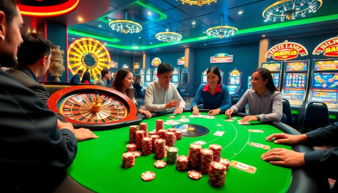 A dynamic poker game scene at 788t casino, showcasing players around a table with chips and cards.