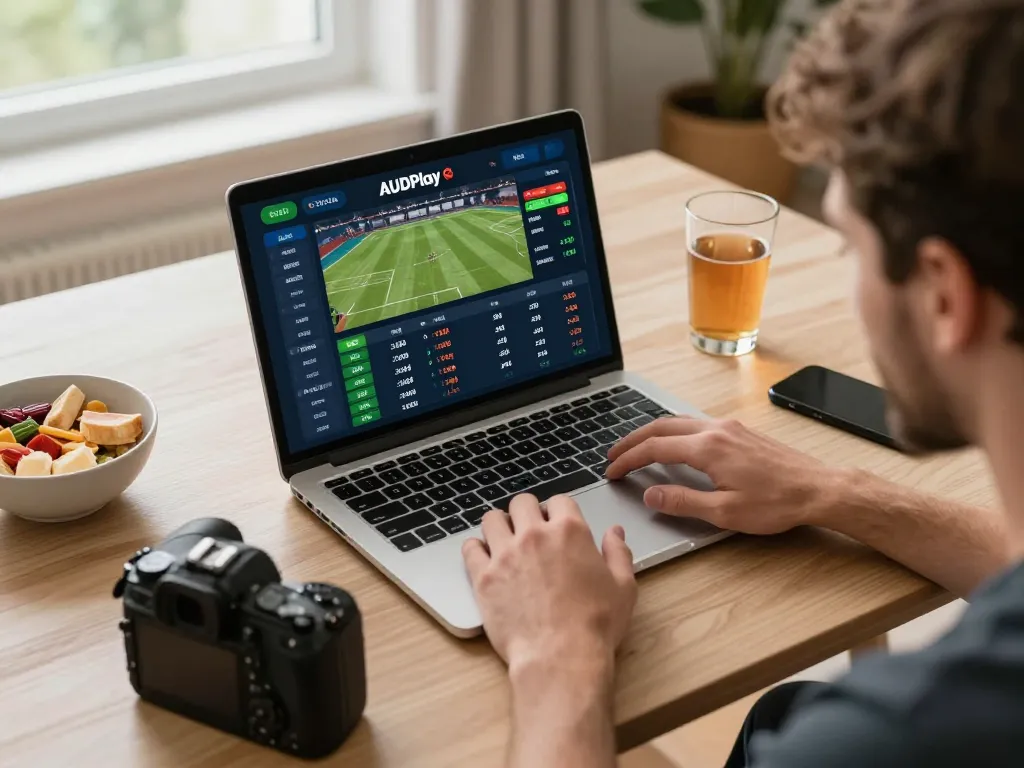 Players strategizing with audplay app for online sports betting during a home gaming session
