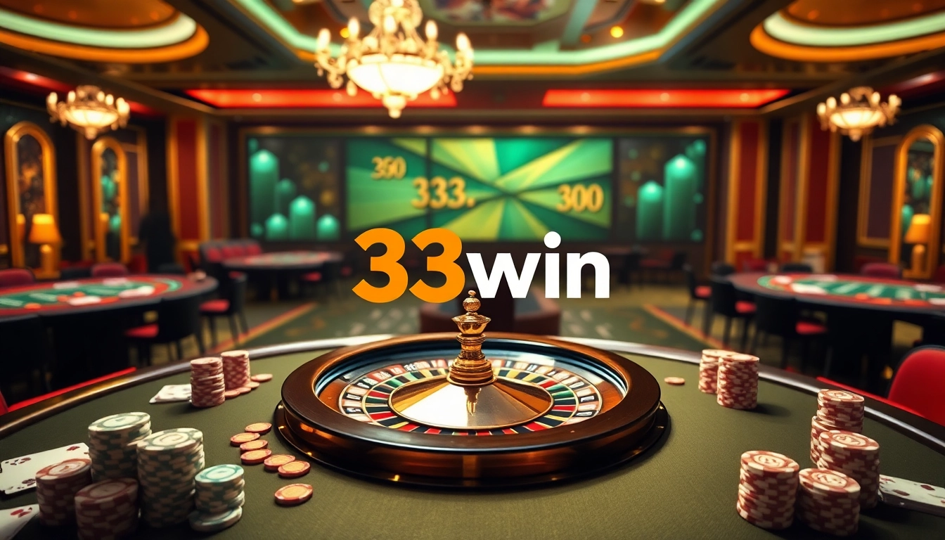 Experience high-stakes excitement at 33win's luxurious casino, featuring roulette and poker.