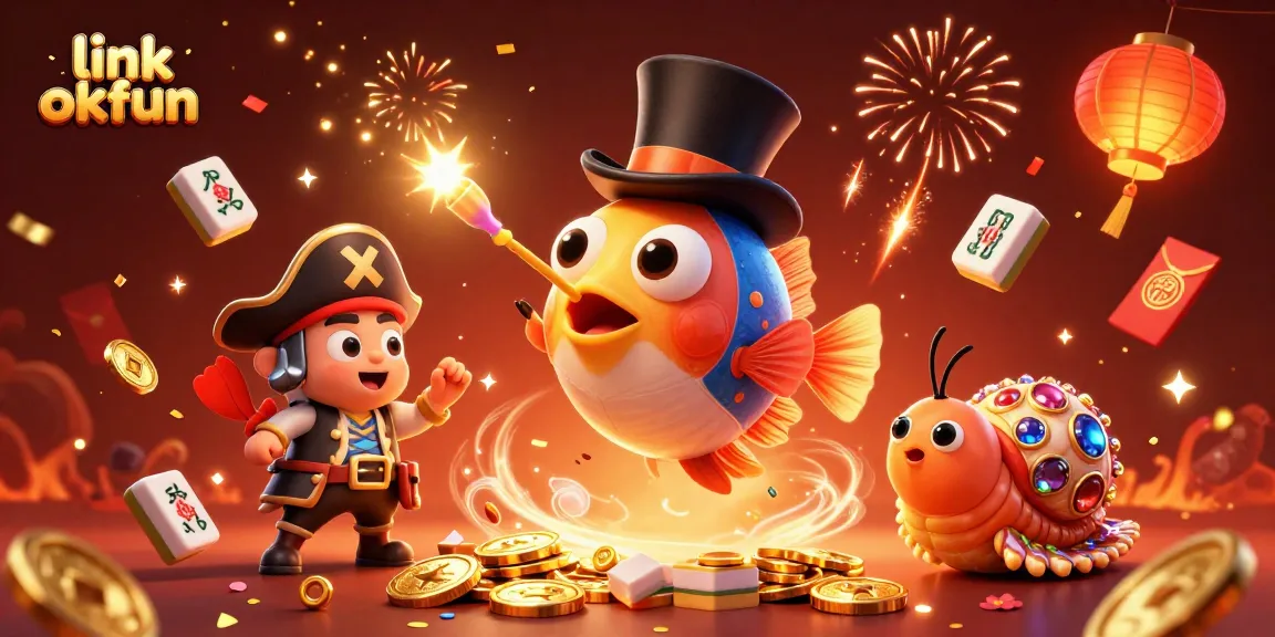 Win big with link okfun as the anglerfish attracts golden coins in this vibrant 3D casino scene.