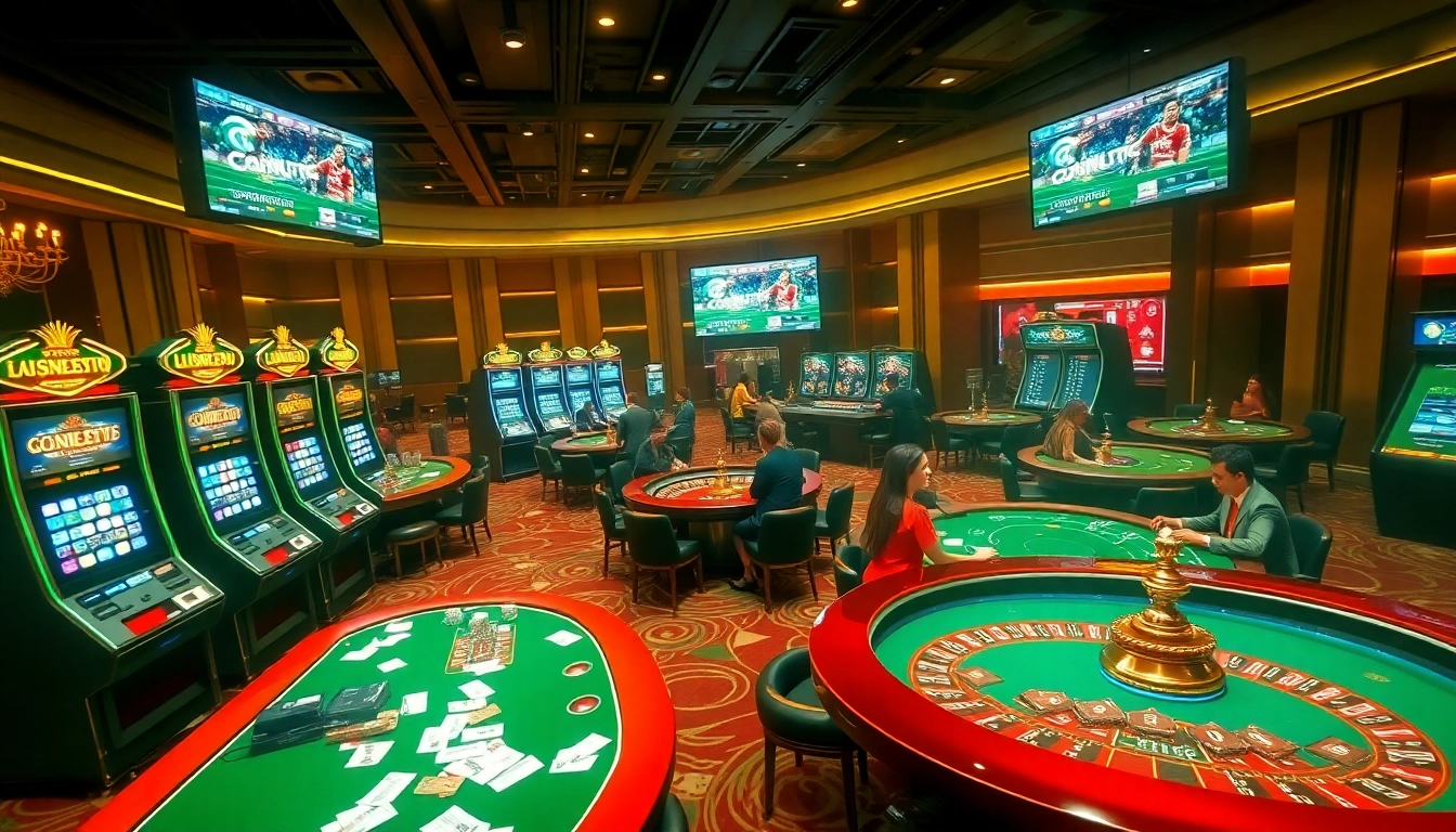 Experience premier online gaming with luongsontv featuring vibrant casino tables in a luxurious setting.