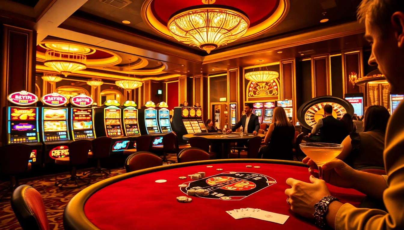 Experience thrilling gameplay with Haywin at a luxury casino, featuring poker and slot machines.