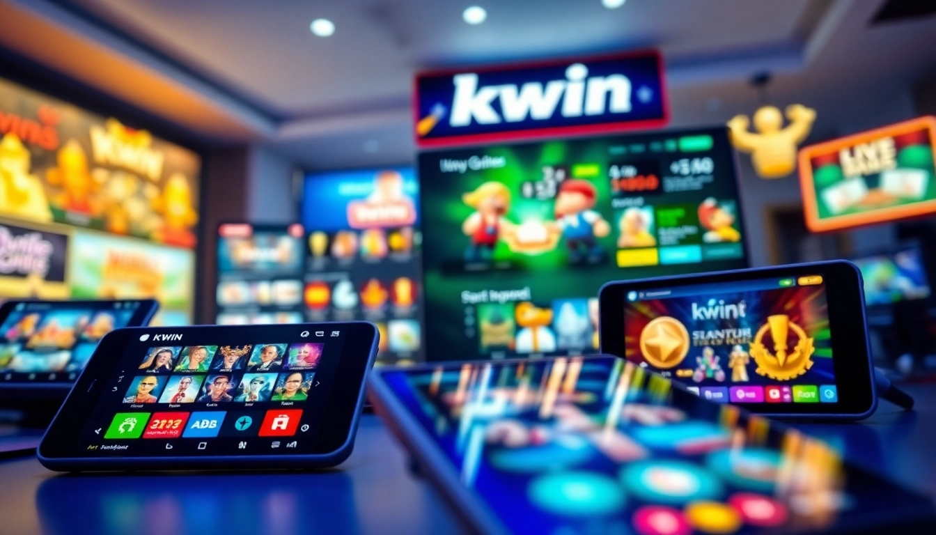 Kwin online gaming platform interface showcasing diverse games and promotions.